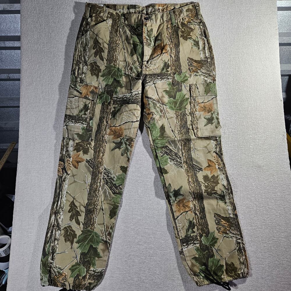 Y2K Liberty Camo Cargo Pants Mens Large 36-38 USA Tie Hem Hunting